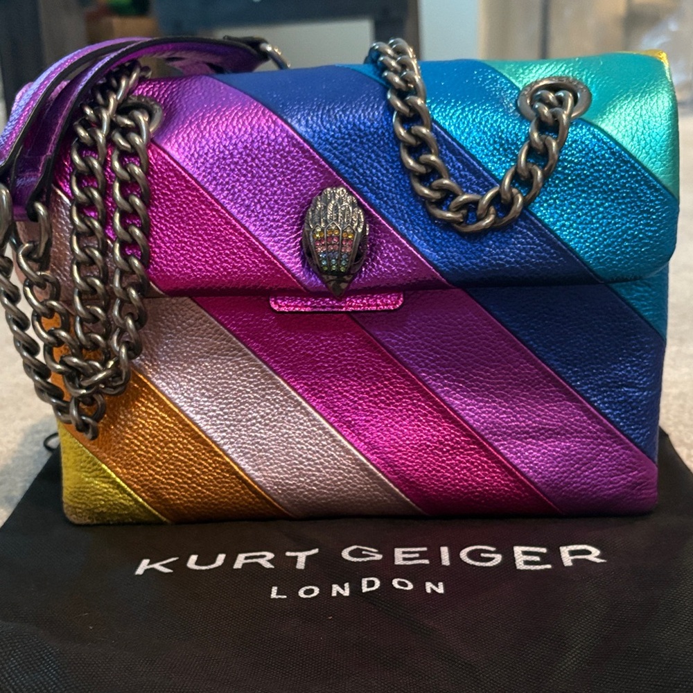 Kurt Geiger LEATHER KENSINGTON BAG Vibrant Striped Crossbody